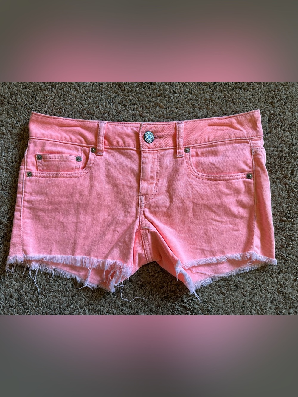American Eagle Neon Peach Jean Shorts